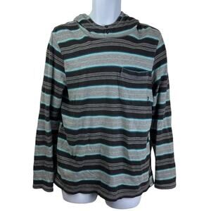 Vans Hooded Long Sleeve Pocket Tee Shirt Size Medium Blue Gray